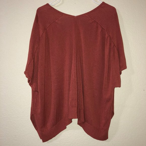 ANTHROPOLOGIE Burnt Orange Short Sleeve Sweater S - Picture 3 of 3